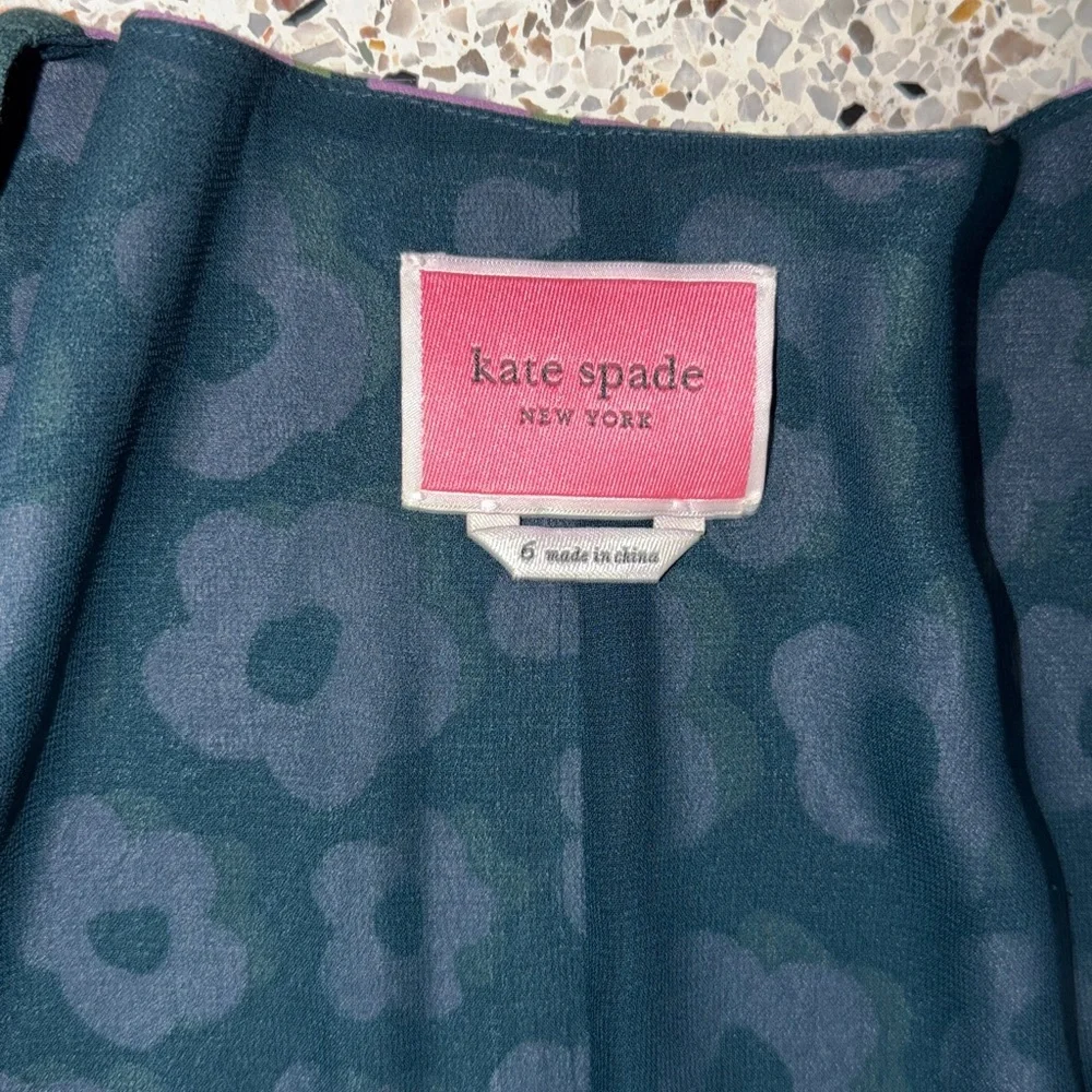Kate Spade purple green spruce flaire flora fluid floral mini dress 6
